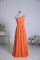 Amazing Sleeveless Floor Length Ruching Zipper Quinceanera Court of Honor Dress with Orange