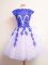 Blue And White A-line Appliques Quinceanera Court Dresses Lace Up Tulle Sleeveless Mini Length