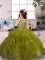 Most Popular Olive Green Sleeveless Organza Lace Up Pageant Gowns For Girls for Party and Sweet 16 and Wedding Party