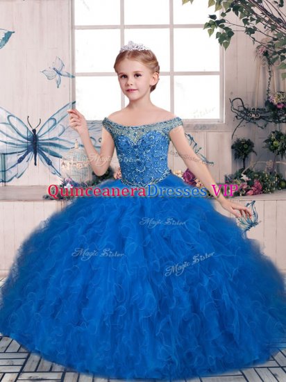 New Arrival Sleeveless Beading and Ruffles Lace Up Winning Pageant Gowns - Click Image to Close