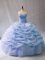 Light Blue Organza Lace Up Sweetheart Sleeveless Quinceanera Dresses Beading and Pick Ups