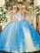 Beading and Ruffles Sweet 16 Dresses Baby Blue Lace Up Sleeveless Floor Length
