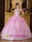 Parker CO Baby Pink Sweet 16 Dress With gorgeous Strapless Organza Beaded Decorate For Quinceanera Dress