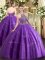 Top Selling Ball Gowns 15 Quinceanera Dress Purple Halter Top Tulle Sleeveless Floor Length Lace Up