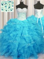 Sleeveless Beading and Ruffles Lace Up Sweet 16 Quinceanera Dress