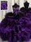 Traditional Black And Purple Sweetheart Neckline Beading and Ruffles 15 Quinceanera Dress Sleeveless Lace Up