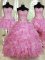 Exceptional Four Piece Multi-color Organza Lace Up Sweetheart Sleeveless Floor Length Quince Ball Gowns Beading and Ruffles