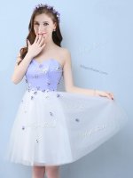 White Sleeveless Appliques Knee Length Quinceanera Court Dresses