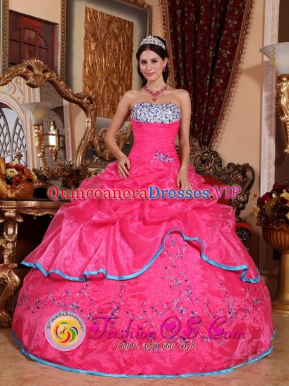 Pefect strapless Custom Made Beading With Hot Pink Quinceanera Dress In Clarkston Michigan/MI - Click Image to Close