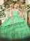 Green Zipper Sweetheart Beading and Lace and Embroidery and Ruffled Layers Quinceanera Dress Organza and Taffeta Sleeveless