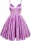 Lilac Elastic Woven Satin Lace Up Vestidos de Damas Sleeveless Knee Length Lace