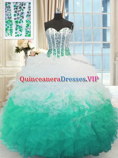 Shining Multi-color Sleeveless Organza Lace Up Sweet 16 Dresses for Military Ball and Sweet 16 and Quinceanera - Click Image to Close