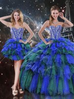 Sleeveless Beading and Ruffles and Ruffled Layers Lace Up 15 Quinceanera Dress