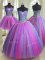 Great Three Piece Multi-color Ball Gowns Sweetheart Sleeveless Tulle Floor Length Lace Up Beading 15 Quinceanera Dress