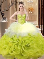 Multi-color Organza Lace Up Sweetheart Sleeveless Floor Length 15 Quinceanera Dress Beading and Ruffles