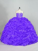 New Arrival Purple Ball Gowns Beading Vestidos de Quinceanera Lace Up Fabric With Rolling Flowers Sleeveless(SKU PSSW0829-4BIZ)
