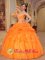 Soulbury Buckinghamshire Appliques and Pick-ups For sweetheart Orange Quinceanera Dress With Taffeta and Organza