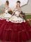 Wine Red Lace Up Off The Shoulder Embroidery and Ruffled Layers Quince Ball Gowns Tulle Sleeveless Brush Train