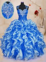 Low Price Sweetheart Sleeveless Lace Up Sweet 16 Quinceanera Dress Royal Blue Organza