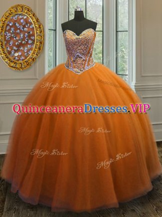 Orange Sleeveless Taffeta Lace Up Quinceanera Dresses for Military Ball and Sweet 16 and Quinceanera
