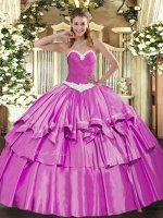 Eye-catching Organza and Taffeta Sleeveless Floor Length Sweet 16 Quinceanera Dress and Appliques and Ruffled Layers