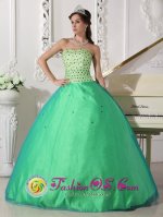 Orimattila Finland Beading Decorate Bodice Spring Green Tulle Sweet Quinceanera Dresses
