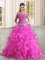 Stylish Organza Sleeveless Sweet 16 Dresses Sweep Train and Beading and Lace and Ruffles