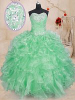 Sleeveless Lace Up Floor Length Beading and Ruffles and Pick Ups Quince Ball Gowns