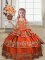 Latest Rust Red Sleeveless Satin Lace Up Little Girls Pageant Dress for Wedding Party
