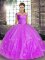 Customized Lavender Lace Up Off The Shoulder Beading and Appliques Quinceanera Gowns Tulle Sleeveless
