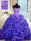 Best Selling Purple Ball Gowns Organza Sweetheart Sleeveless Beading and Pick Ups Lace Up Quinceanera Gown Sweep Train