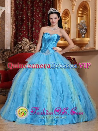 Willingham Cambridgeshire Multi-color Ruffles and beautiful Strapless Quinceanera Dresses With Beaded Decorate and Ruch
