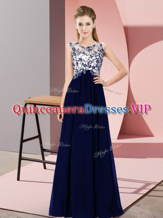 Exquisite Royal Blue Damas Dress Wedding Party with Beading and Appliques Scoop Sleeveless Zipper