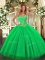 Green Ball Gowns Beading Quinceanera Dresses Lace Up Tulle and Sequined Sleeveless Floor Length