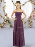 Exceptional Dark Purple Sleeveless Chiffon Lace Up Quinceanera Court Dresses for Wedding Party