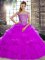 Purple Sleeveless Beading and Pick Ups Lace Up Sweet 16 Dresses