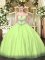 Super Yellow Green Lace Up Vestidos de Quinceanera Beading Sleeveless Floor Length