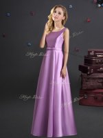 Perfect Lilac Dama Dress for Quinceanera Prom and Party and Wedding Party with Bowknot Square Sleeveless Zipper