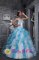 Riverton Wyoming/WY Sweetheart Appliques Decorate White and Sky Blue In Waving Tucks Romantic Quinceanera Dresses