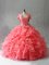 Floor Length Ball Gowns Sleeveless Watermelon Red Sweet 16 Quinceanera Dress Lace Up