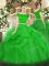 On Sale Off The Shoulder Short Sleeves Tulle Ball Gown Prom Dress Appliques and Ruffles Zipper
