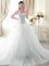 With Train Ball Gowns Sleeveless White 15 Quinceanera Dress Brush Train Lace Up