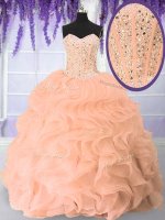Floor Length Pink Vestidos de Quinceanera Sweetheart Sleeveless Lace Up