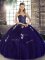 Fashionable Floor Length Lace Up Sweet 16 Dress Purple for Military Ball and Sweet 16 and Quinceanera with Beading and Appliques