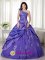 Lead South Dakota/SD Elegant A-line Purple One Shoulder Appliques and Ruch Quinceanera Dresses Oline Taffeta and Organza