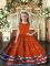 Rust Red Ball Gowns Scoop Sleeveless Tulle Floor Length Lace Up Ruffled Layers Kids Pageant Dress