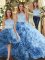 Customized Lace Quinceanera Gown Baby Blue Zipper Sleeveless Floor Length