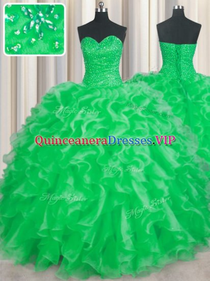 Organza Sleeveless Floor Length Sweet 16 Dresses and Beading and Ruffles - Click Image to Close