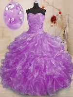 Fabulous Organza Sleeveless Floor Length Vestidos de Quinceanera and Beading and Ruffles(SKU PSSW0210-4BIZ)
