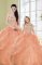 Captivating Organza Sweetheart Sleeveless Lace Up Beading and Sequins Sweet 16 Quinceanera Dress in Orange